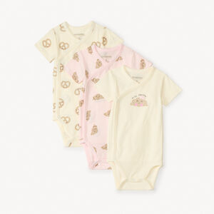 Lot de 3 bodies manches courtes petit-déjeuner pour bébé fille 