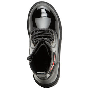 Bottillons vernis noirs badge drapeau pour enfant fille 