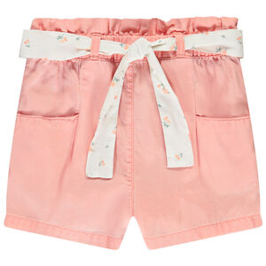 Short en toile avec ceinture à nouer pour bébé fille 