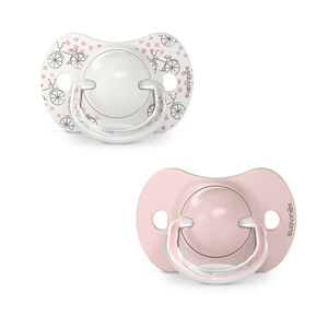 Lot de 2 sucettes silicone SX Pro 0-6M Walk in the park rose 