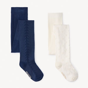 Lot de 2 collants épais en tricot fantaisie pour fille 