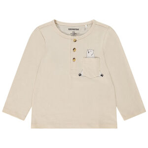 T-shirt manches longues en jersey col tunisien avec poche ludique pour bébé garçon 