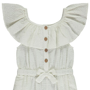 Combinaison longue en seersucker avec volant pour fille 