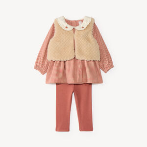 Ensemble 3 pièces bébé fille gilet + tunique + legging 