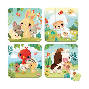 Puzzle évolutif animaux de la ferme 6 à 16 pièces 