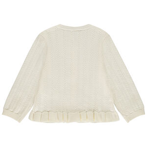 Gilet en tricot ajouré et volanté pour bébé fille 