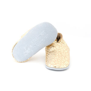 Chaussons souples 6-12M en cuir Babysoft Doré motief Léopard 