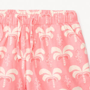 Ensemble 2 pièces t-shirt manches courtes + short motifs palmier fille 