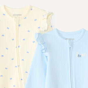 Lot de 2 dors-bien bébé fille en molleton zippés à volants 