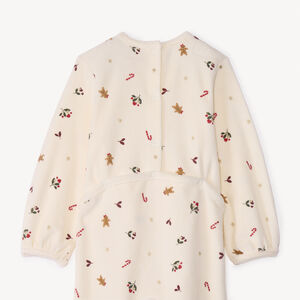 Dors-bien en velours imprimé Noël pour bébé fille avec ouvertures différentes selon l'âge 