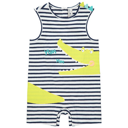 Combinaison Courte A Rayures Et Crocodile Brode Pour Bebe Garcon Orchestra Fr