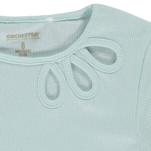 T-shirt manches courtes côtelé et ajouré pour fille 