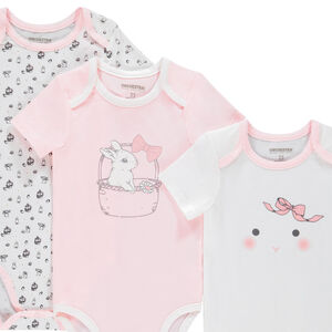 Lot de 3 bodies manches courtes pour bébé fille print lapin 