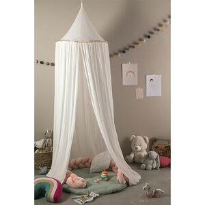 Ciel de lit en gaze de coton - Écru 