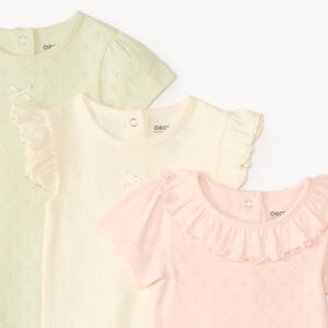 Lot de 3 bodies manches courtes en maille pointel pour bébé fille 