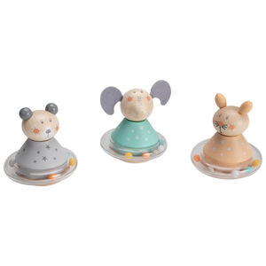 Hochet culbuto à billes - Éléphant vert 