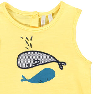 Ensemble 2 pièces débardeur et bermuda motif baleine pour bébé garçon 