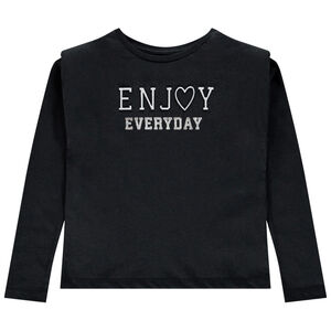 T-shirt manches longues à message en relief pour enfant fille 