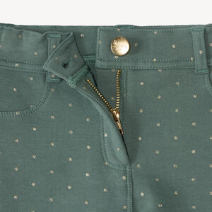 Pantalon fille skinny en molleton à pois dorés 