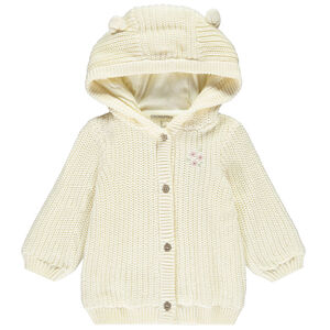Gilet en tricot perlé avec capuche ludique pour bébé fille 