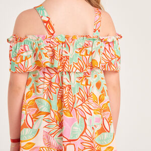 Robe à bretelles imprimée fantaisie pour fille 