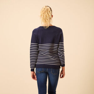 Pull d'allaitement en tricot rayé esprit marinière 