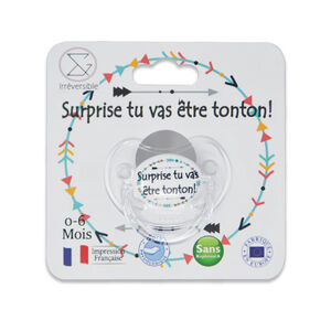 Sucette d'annonce en silicone "Tonton" 0-6M - Blanc 