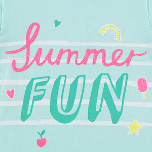 Tee-shirt en coton à message pailleté printé 