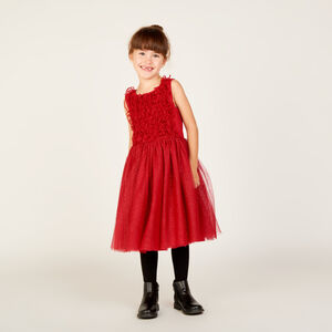 Robe de fête sans manches à froufrous pailletés pour fille 