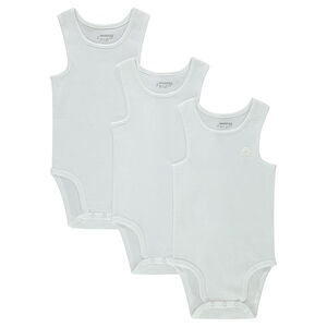 Lot de 3 bodies sans manches unis pour bébé garçon 