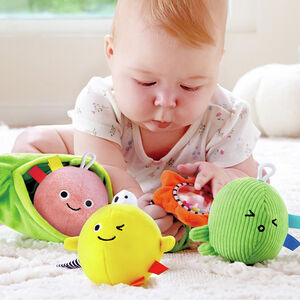 Hochet peluche 3 petits pois vert 