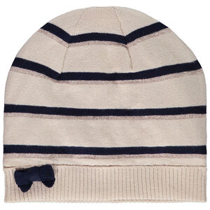Bonnet à rayures avec noeud fantaisie pour fille 