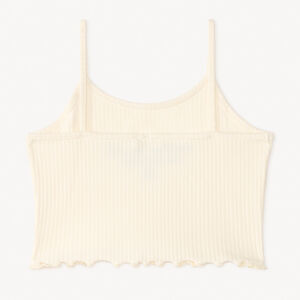 Débardeur court effet côtelé à broderie fille 