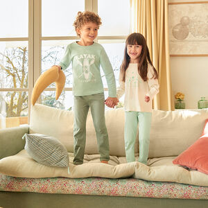 Set pyjama long en jersey print chat pour fille 