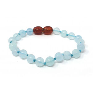 Bracelet pour bébé en pierre naturelle aigue marine bleu 
