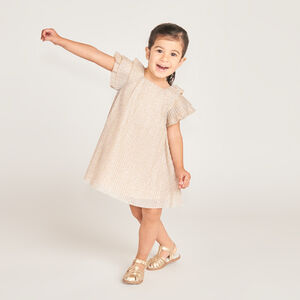 Robe manches courtes papillon pailletées pour bébé fille 