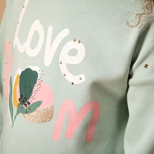 Robe sweat à strass et poche kangourou fille 