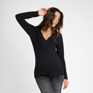 T-shirt manches longues de grossesse et d'allaitement à col croisé 