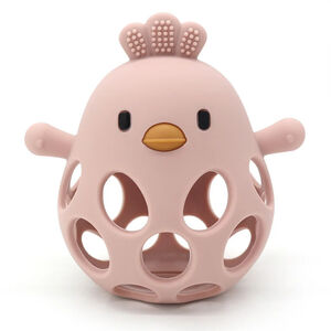 Anneau de dentition balle forme poussin silicone Rose 
