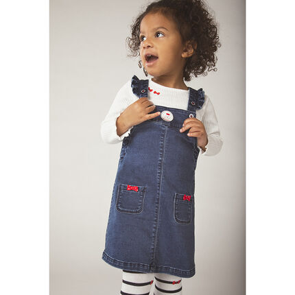 Robe Salopette En Jean Avec Bretelles Volantees Pour Bebe Fille Orchestra Fr