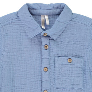 Chemise manches longues en tetra uni pour bébé garçon 