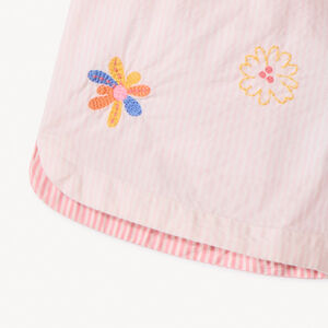 Short en seersucker rayé avec broderie pour fille  