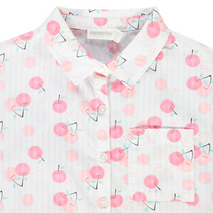 Chemise manches courtes forme boîte imprimé cerises pour fille 