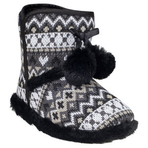 Chaussons forme bottines en tricot fantaisie avec pompons 