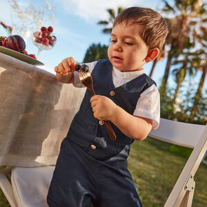 Ensemble court 3 pièces chemise manches courtes + gilet + bermuda pour bébé garçon 