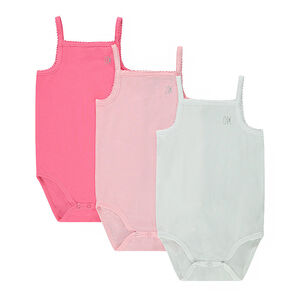 Lot de 3 bodies unis à bretelles pour bébé fille 