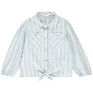Chemise manches longues rayée à nouer fille 