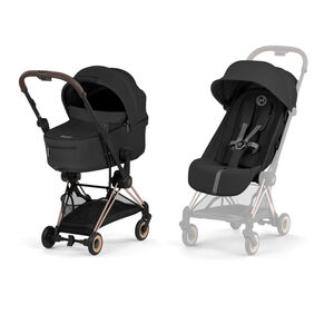 Poussette ultra-compacte Coya 2026 + Nacelle Lux - Rosegold / Sepia Black 