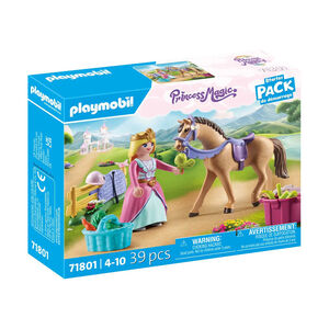 Set 28 pièces Princesse cavalière avec cheval et matériel équestre 