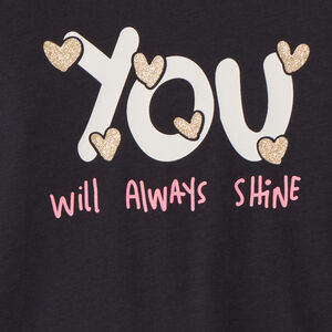 T-shirt manches longues fantaisie pailletée pour fille  